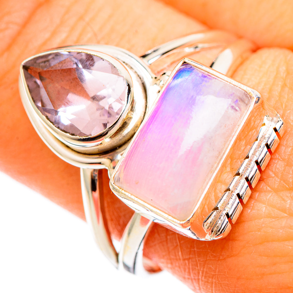 Pink Moonstone Rings handcrafted by Anasilvercos - RING110007