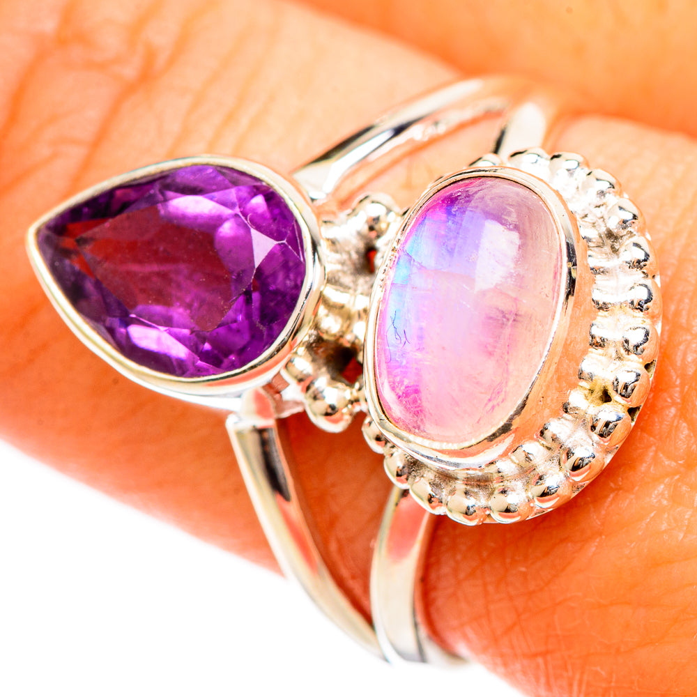 Pink Moonstone Rings handcrafted by Anasilvercos - RING110010