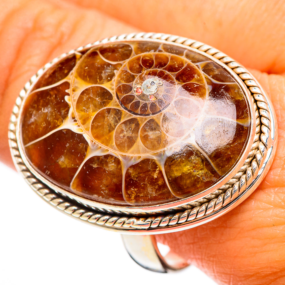 Ammonite Fossil Rings handcrafted by Anasilvercos - RING110029