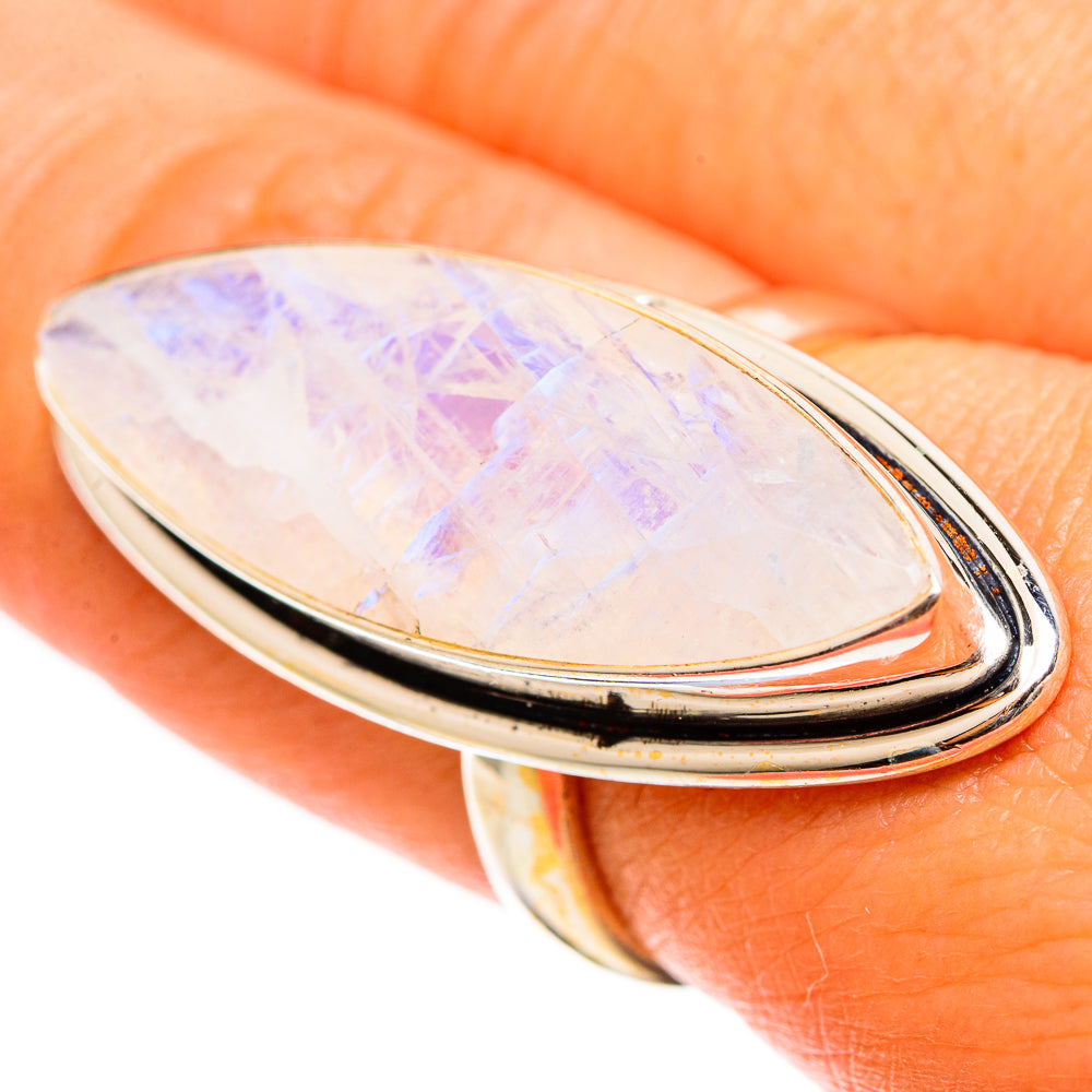 Rainbow Moonstone Rings handcrafted by Anasilvercos - RING110044