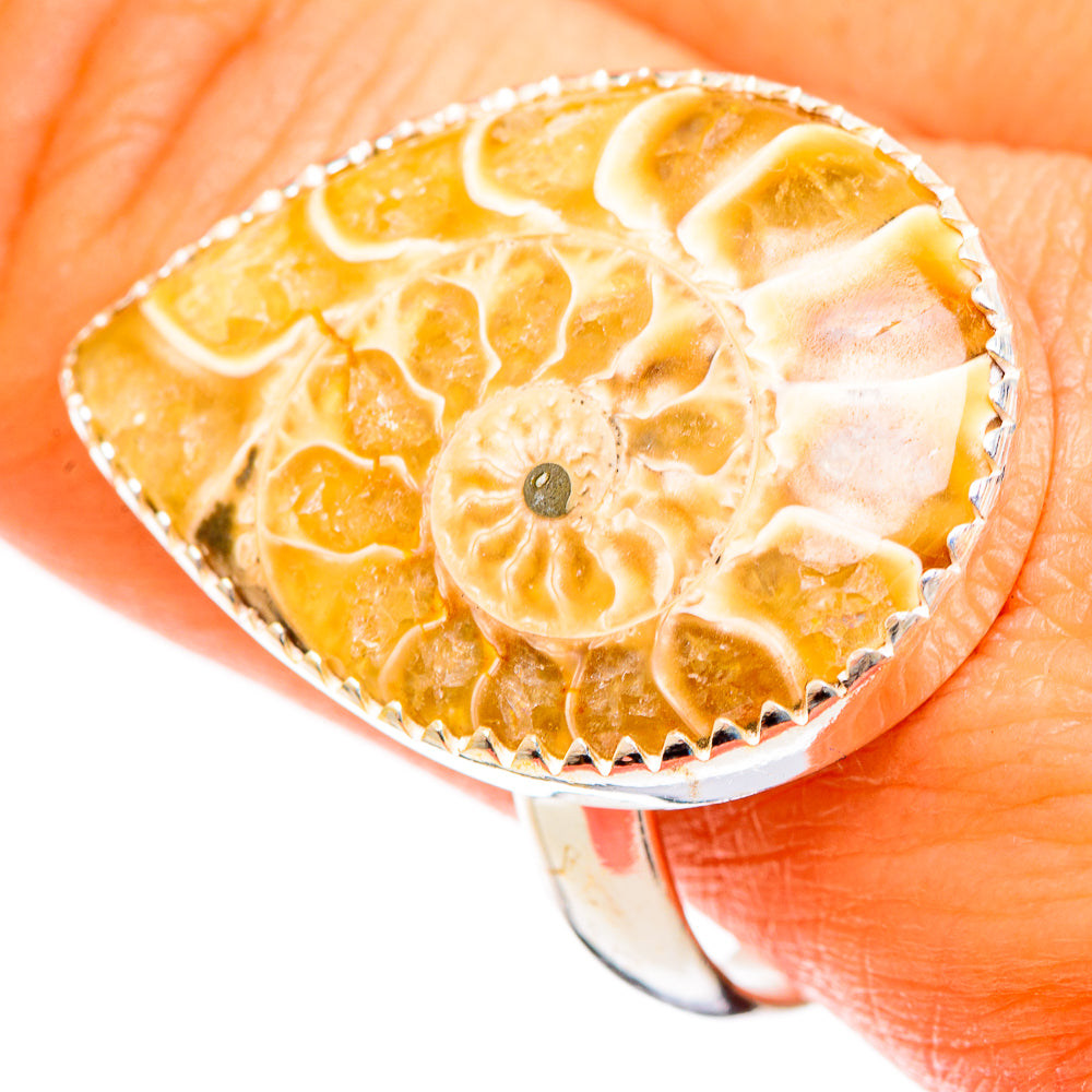 Ammonite Fossil Rings handcrafted by Anasilvercos - RING110062