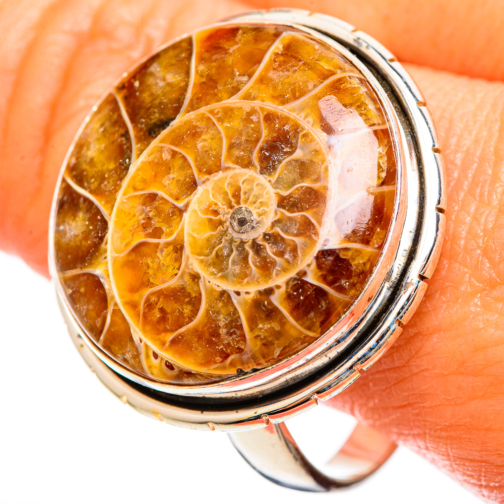 Ammonite Fossil Rings handcrafted by Anasilvercos - RING110139