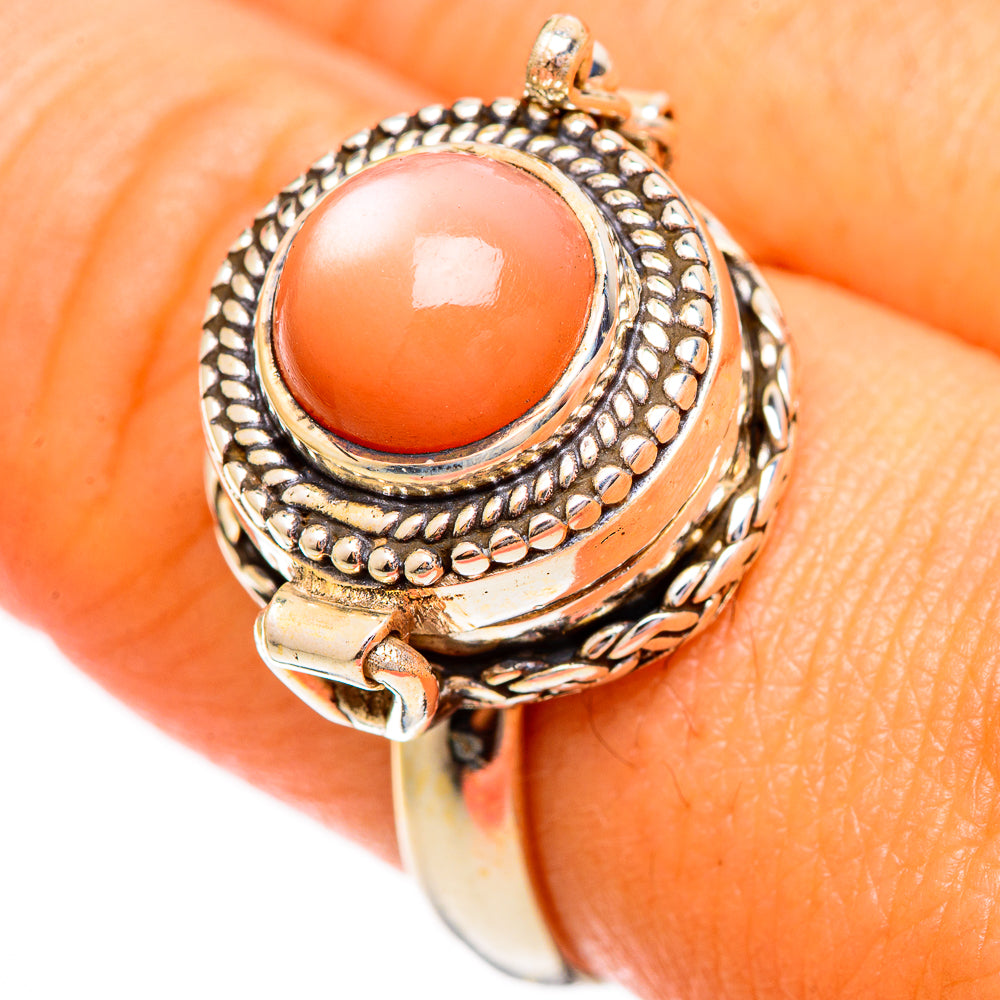 Peach Moonstone Rings handcrafted by Anasilvercos - RING110156
