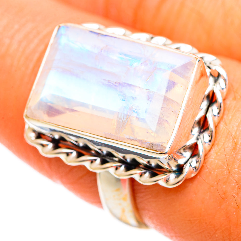 Rainbow Moonstone Rings handcrafted by Anasilvercos - RING110170