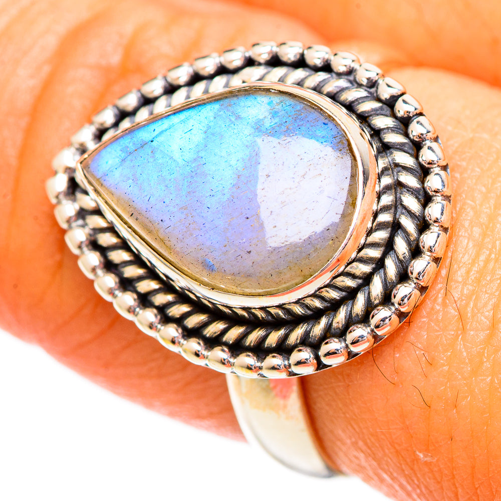 Rainbow Moonstone Rings handcrafted by Anasilvercos - RING110178
