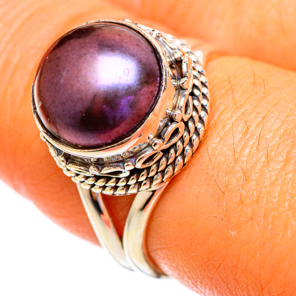 Titanium Pearl Rings handcrafted by Anasilvercos - RING110193