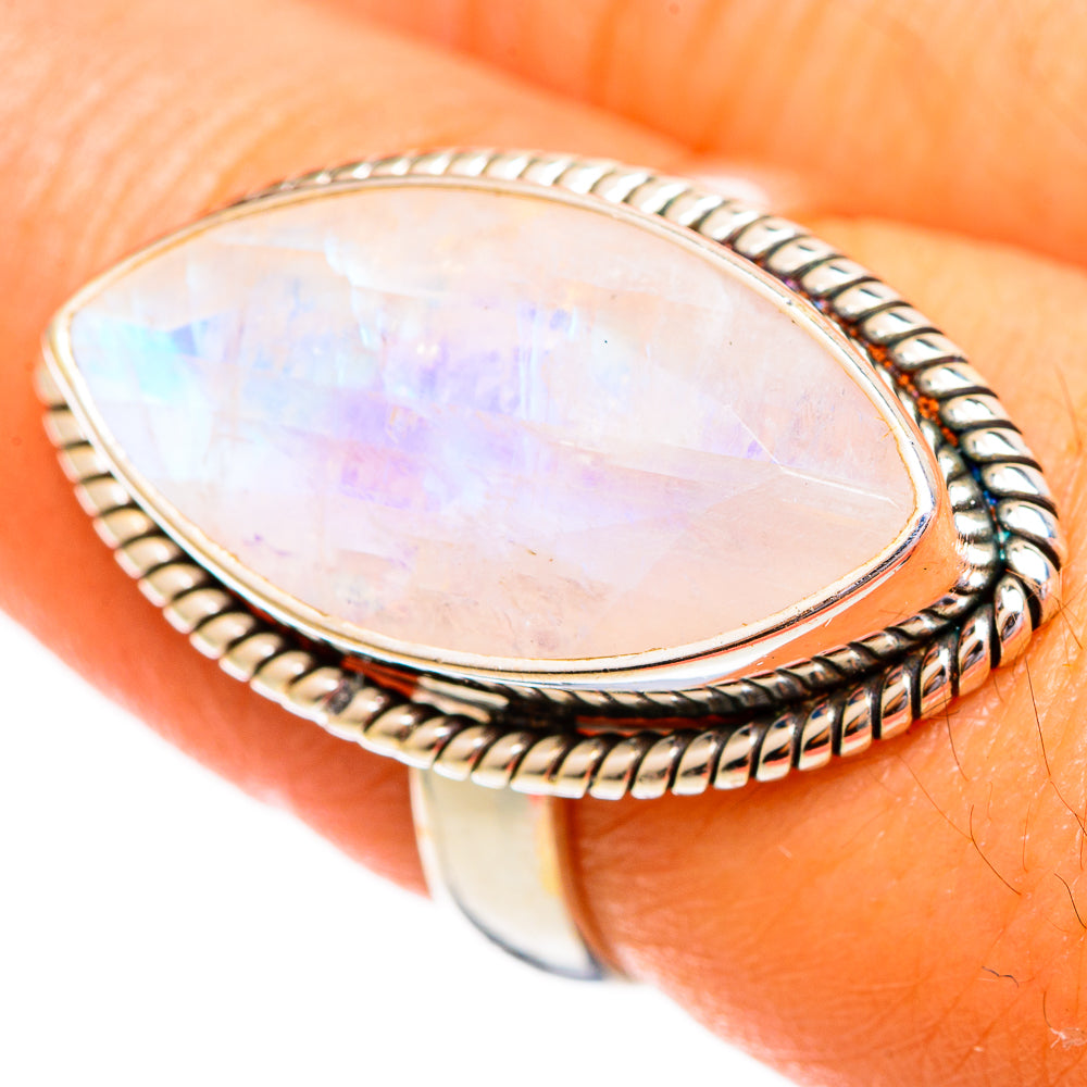 Rainbow Moonstone Rings handcrafted by Anasilvercos - RING110196