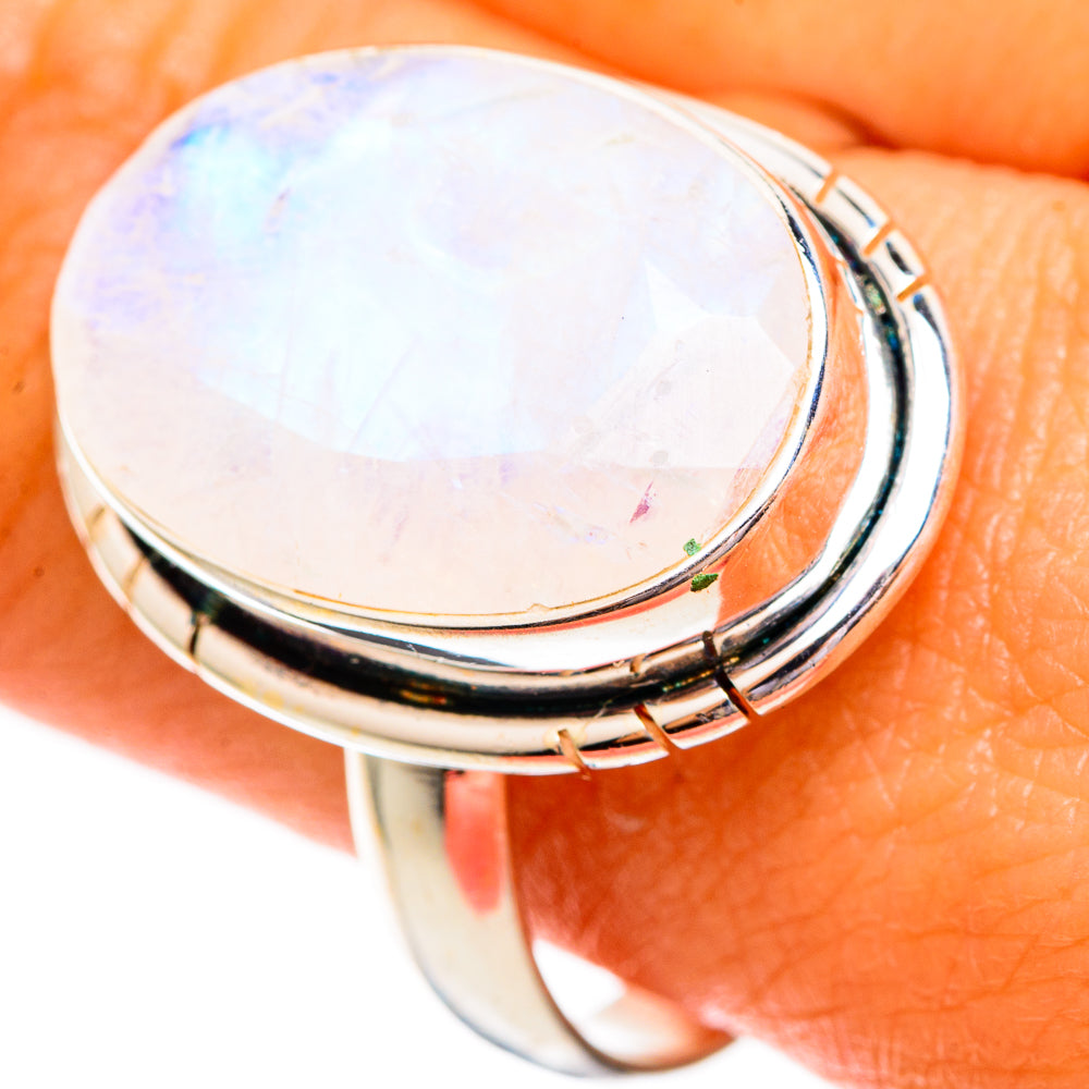 Rainbow Moonstone Rings handcrafted by Anasilvercos - RING110198