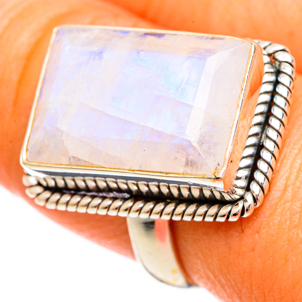 Rainbow Moonstone Rings handcrafted by Anasilvercos - RING110225