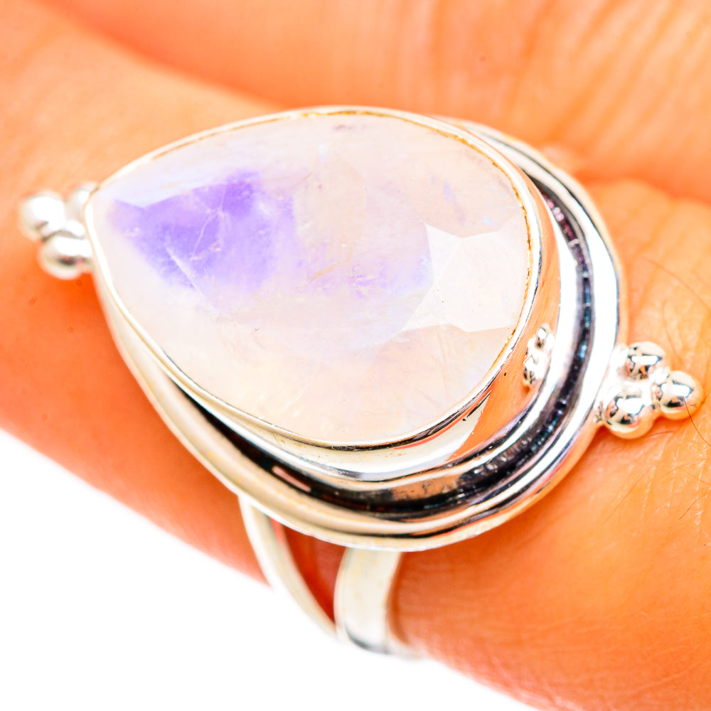 Rainbow Moonstone Rings handcrafted by Anasilvercos - RING110226