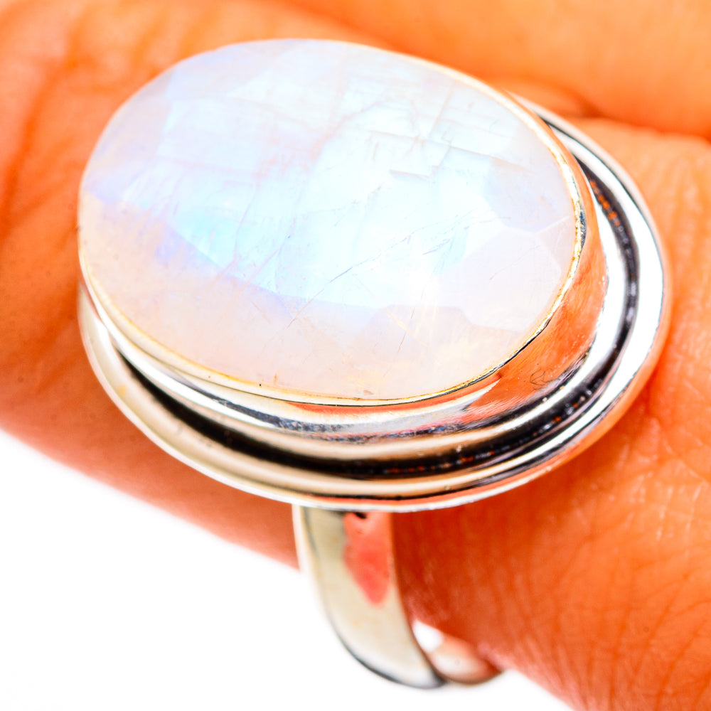 Rainbow Moonstone Rings handcrafted by Anasilvercos - RING110227