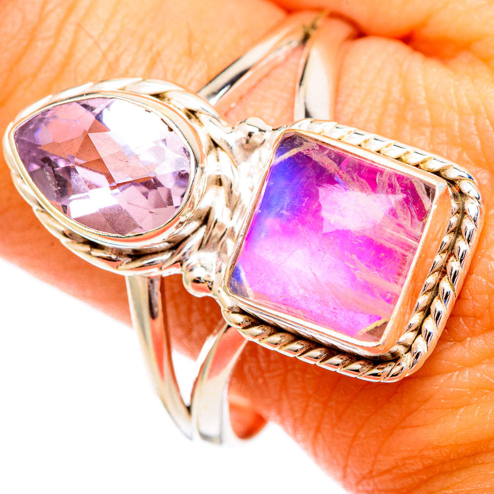 Pink Moonstone Rings handcrafted by Anasilvercos - RING110232