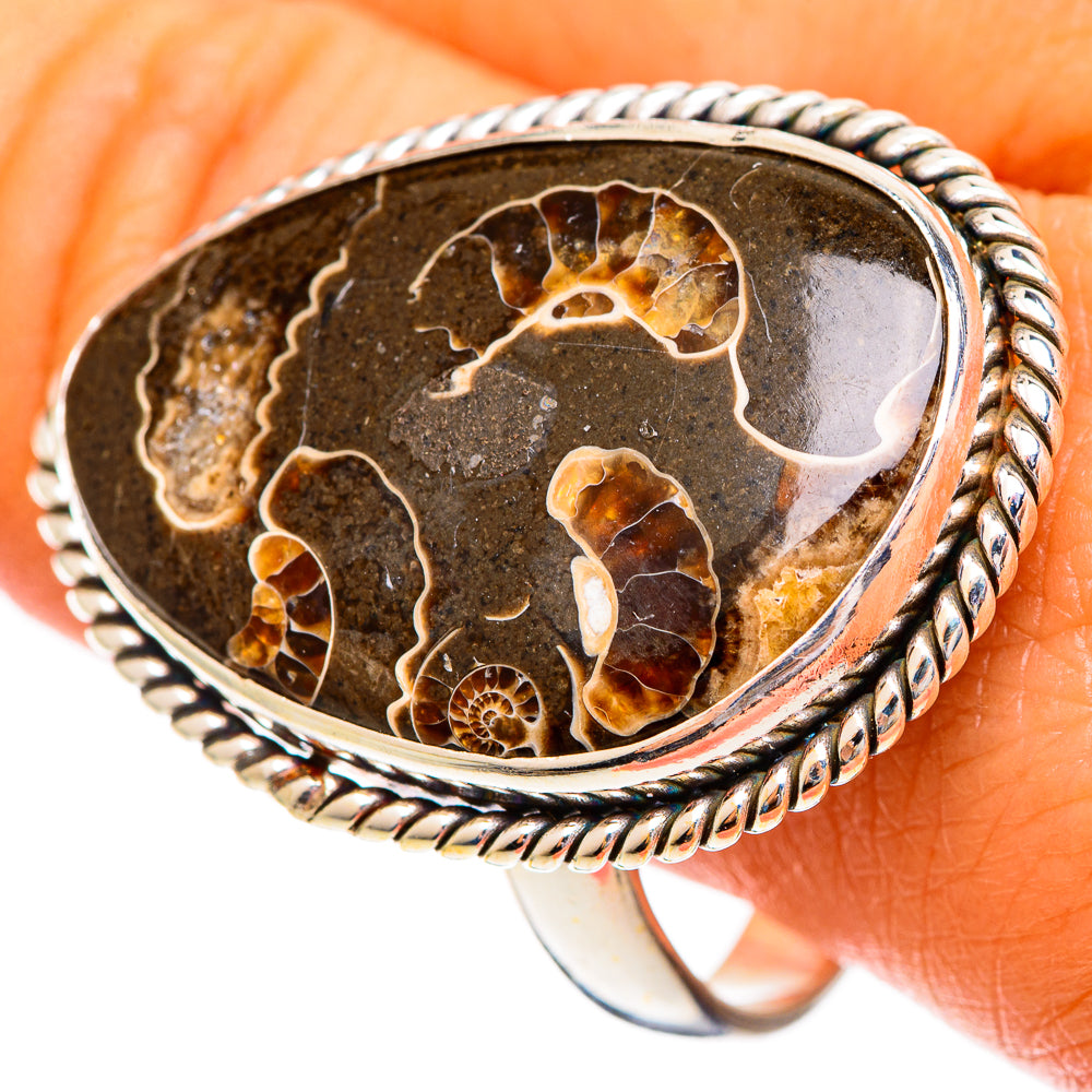 Turritella Agate Rings handcrafted by Anasilvercos - RING110273