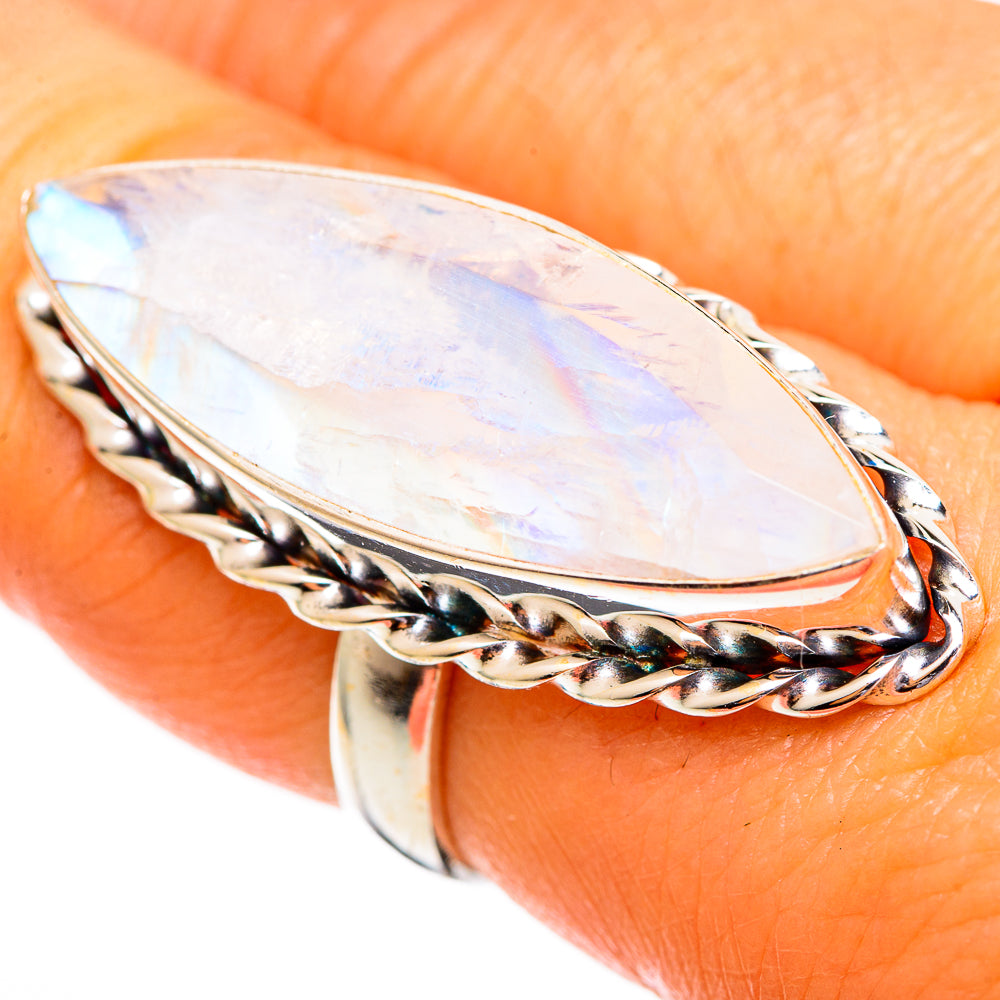 Rainbow Moonstone Rings handcrafted by Anasilvercos - RING110290