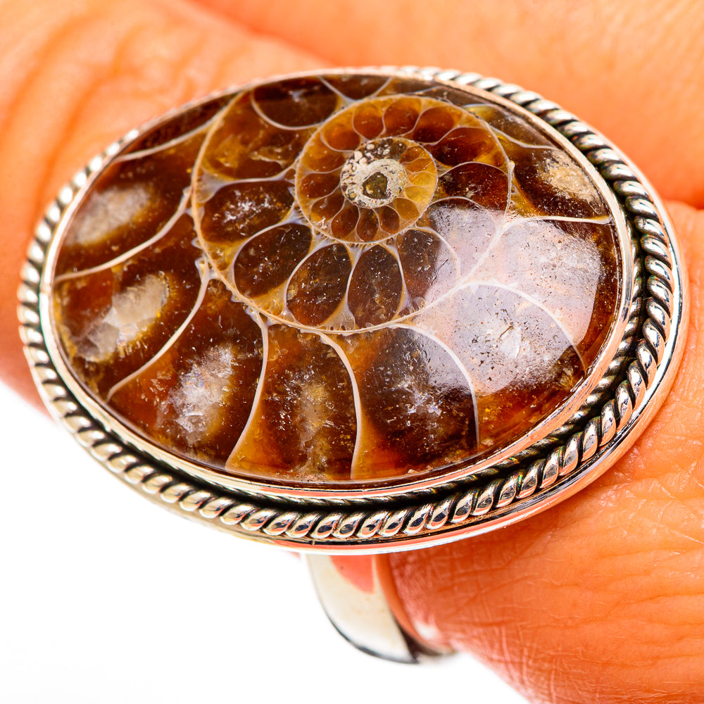 Ammonite Fossil Rings handcrafted by Anasilvercos - RING110351