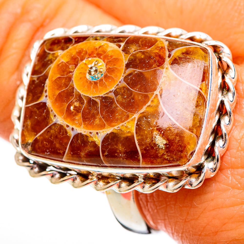 Ammonite Fossil Rings handcrafted by Anasilvercos - RING110389