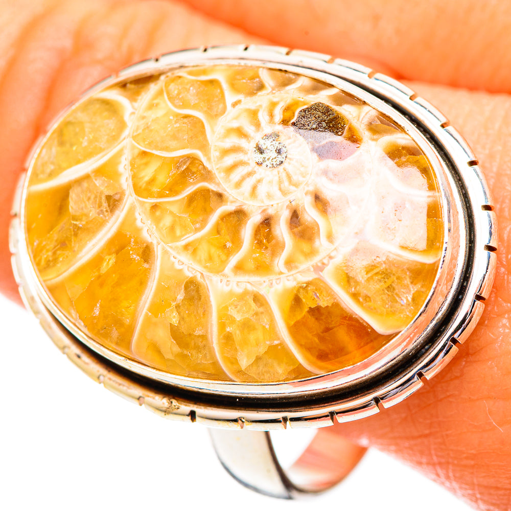 Ammonite Fossil Rings handcrafted by Anasilvercos - RING110430