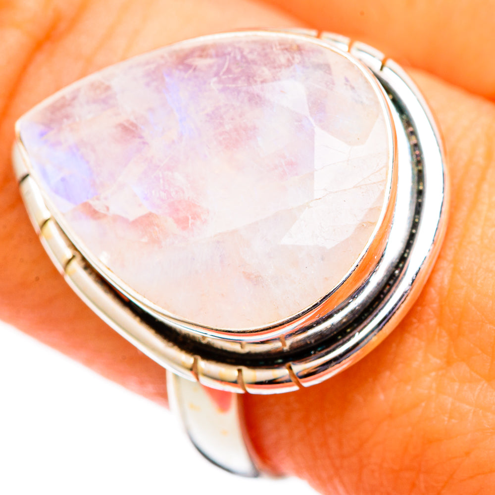 Rainbow Moonstone Rings handcrafted by Anasilvercos - RING110468
