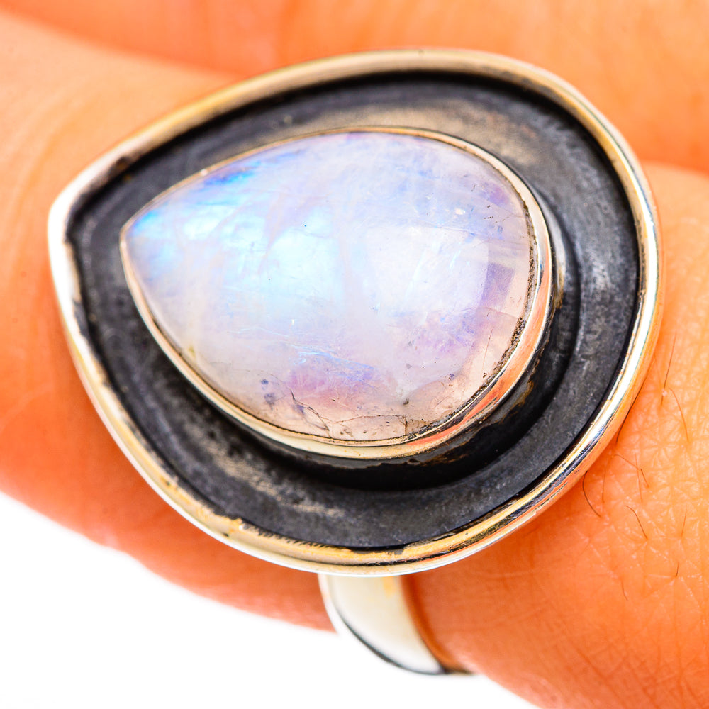 Rainbow Moonstone Rings handcrafted by Anasilvercos - RING110469