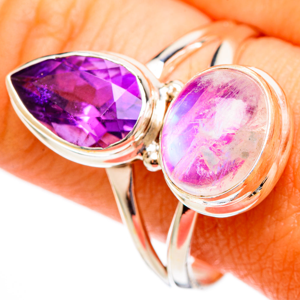 Pink Moonstone Rings handcrafted by Anasilvercos - RING110473