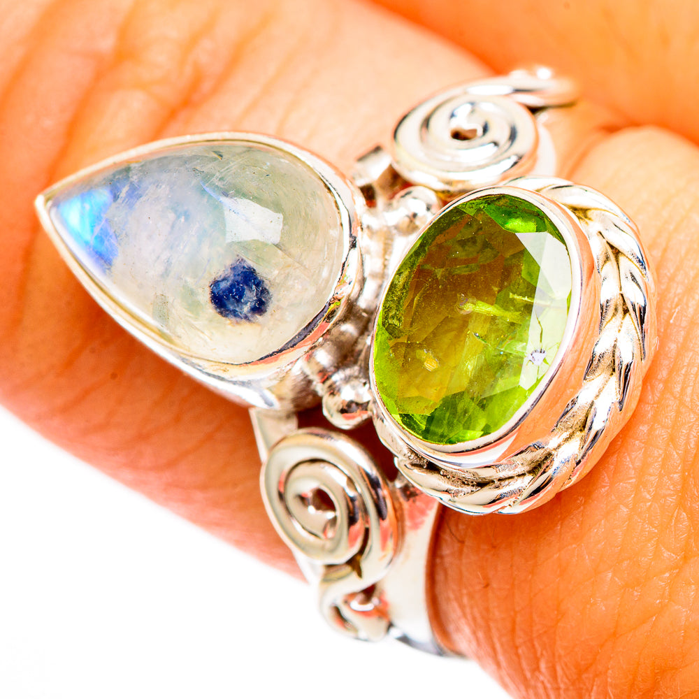 Rainbow Moonstone Rings handcrafted by Anasilvercos - RING110483
