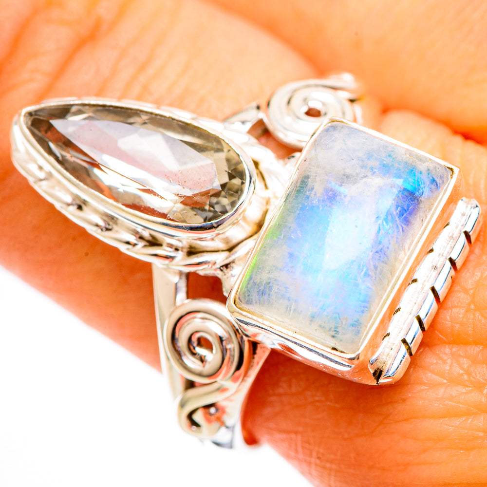 Rainbow Moonstone Rings handcrafted by Anasilvercos - RING110511