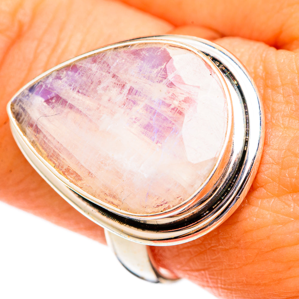 Rainbow Moonstone Rings handcrafted by Anasilvercos - RING110528