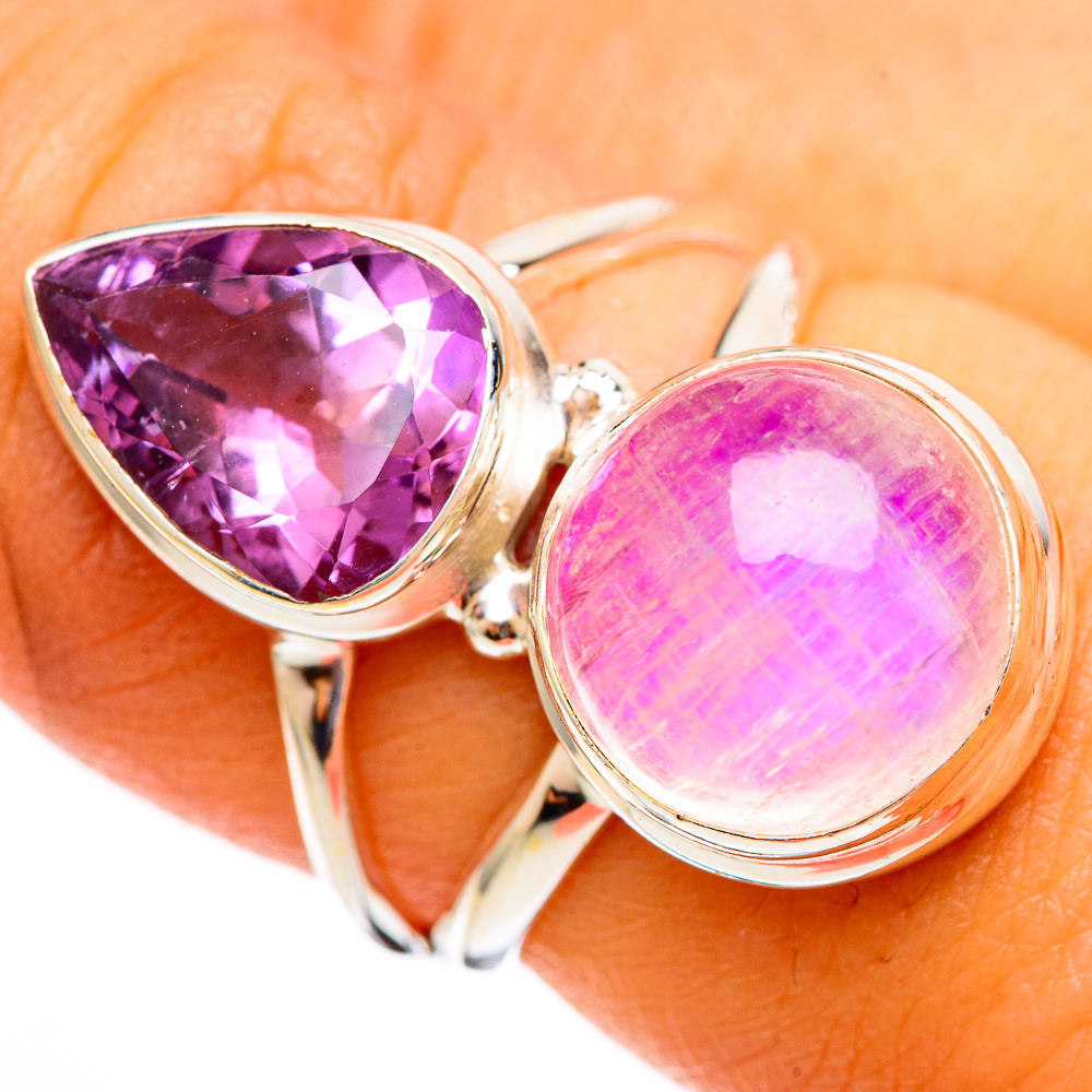 Pink Moonstone Rings handcrafted by Anasilvercos - RING110533