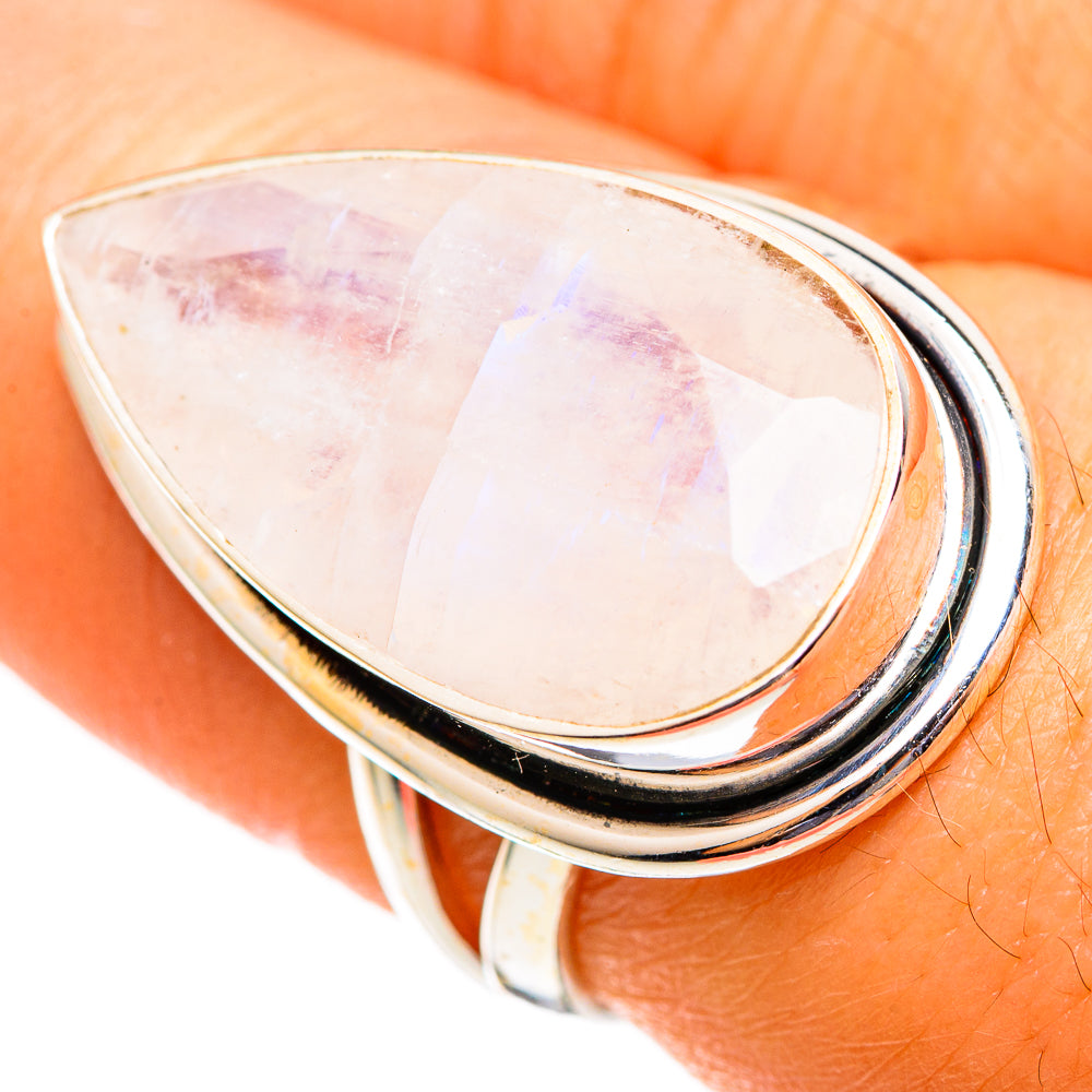 Rainbow Moonstone Rings handcrafted by Anasilvercos - RING110554