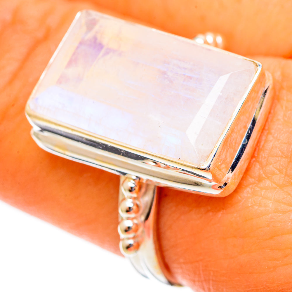 Rainbow Moonstone Rings handcrafted by Anasilvercos - RING110555