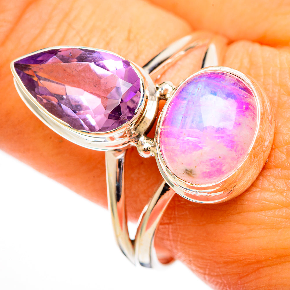 Pink Moonstone Rings handcrafted by Anasilvercos - RING110556