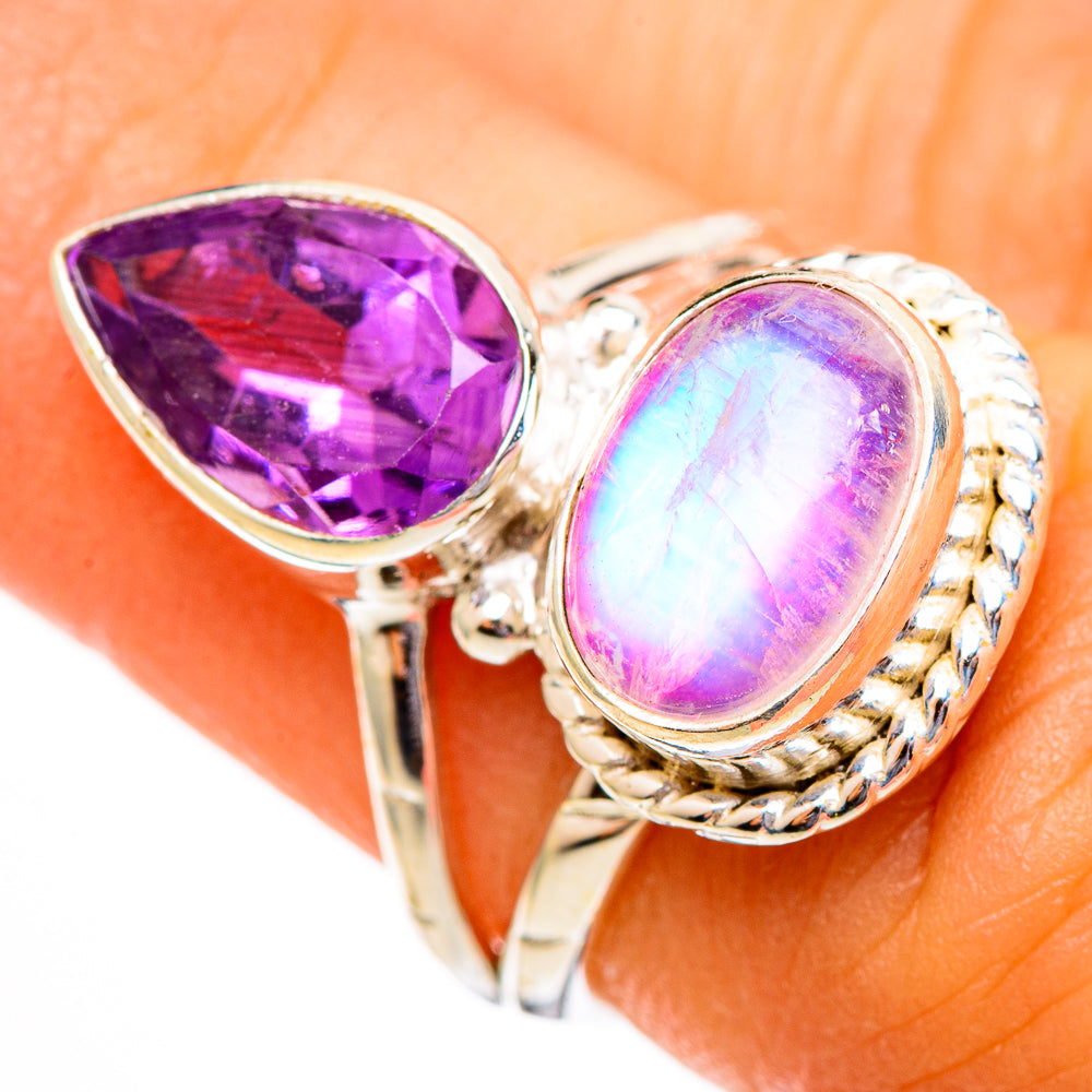 Pink Moonstone Rings handcrafted by Anasilvercos - RING110559