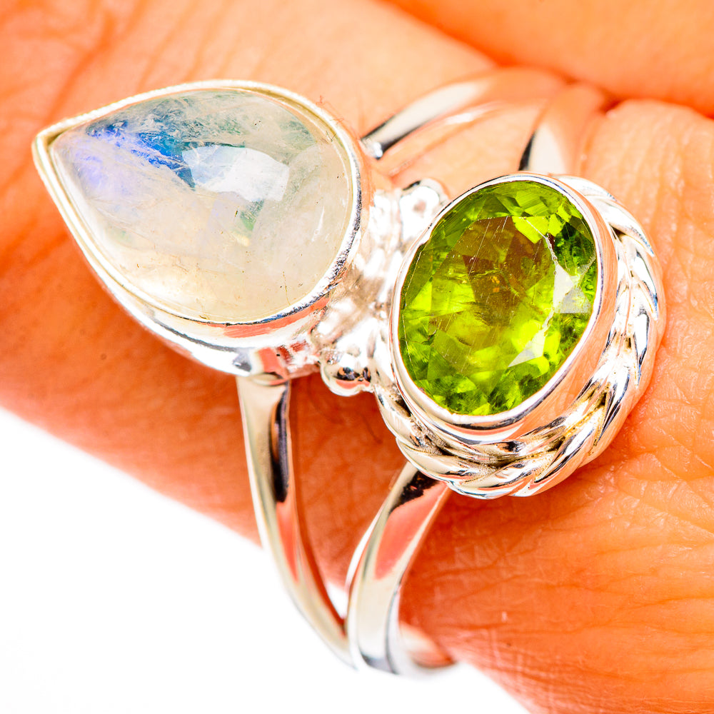 Rainbow Moonstone Rings handcrafted by Anasilvercos - RING110566