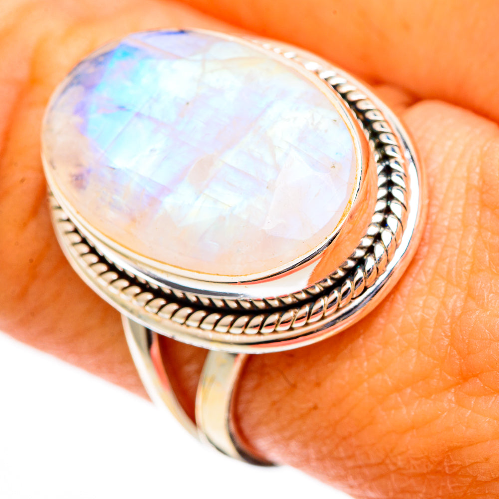 Rainbow Moonstone Rings handcrafted by Anasilvercos - RING110577