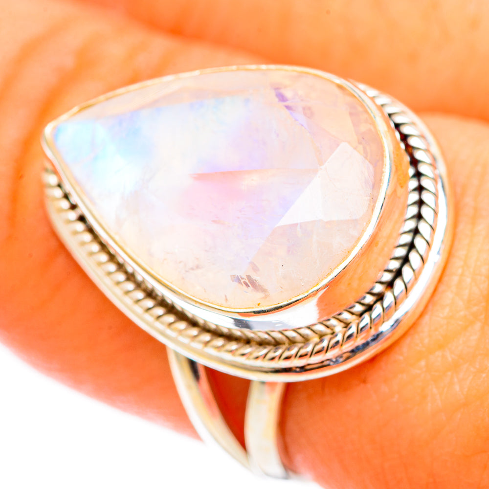 Rainbow Moonstone Rings handcrafted by Anasilvercos - RING110578