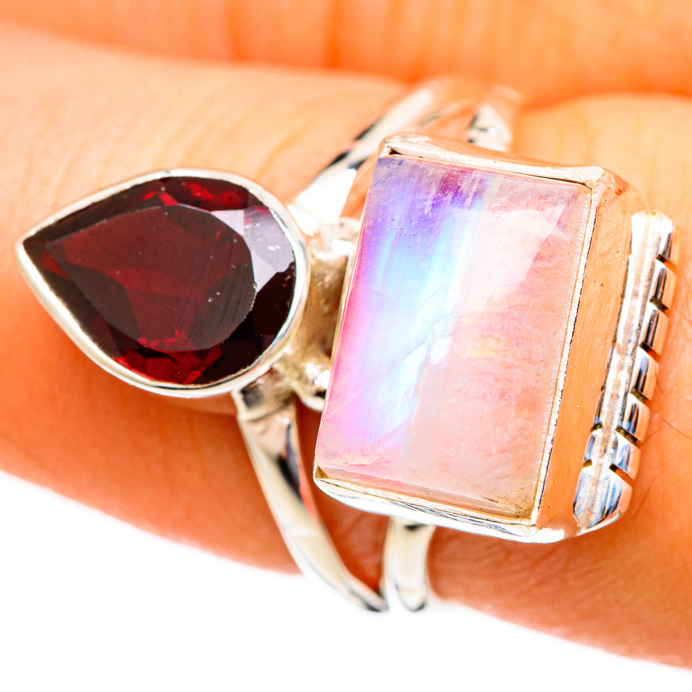 Pink Moonstone Rings handcrafted by Anasilvercos - RING110583