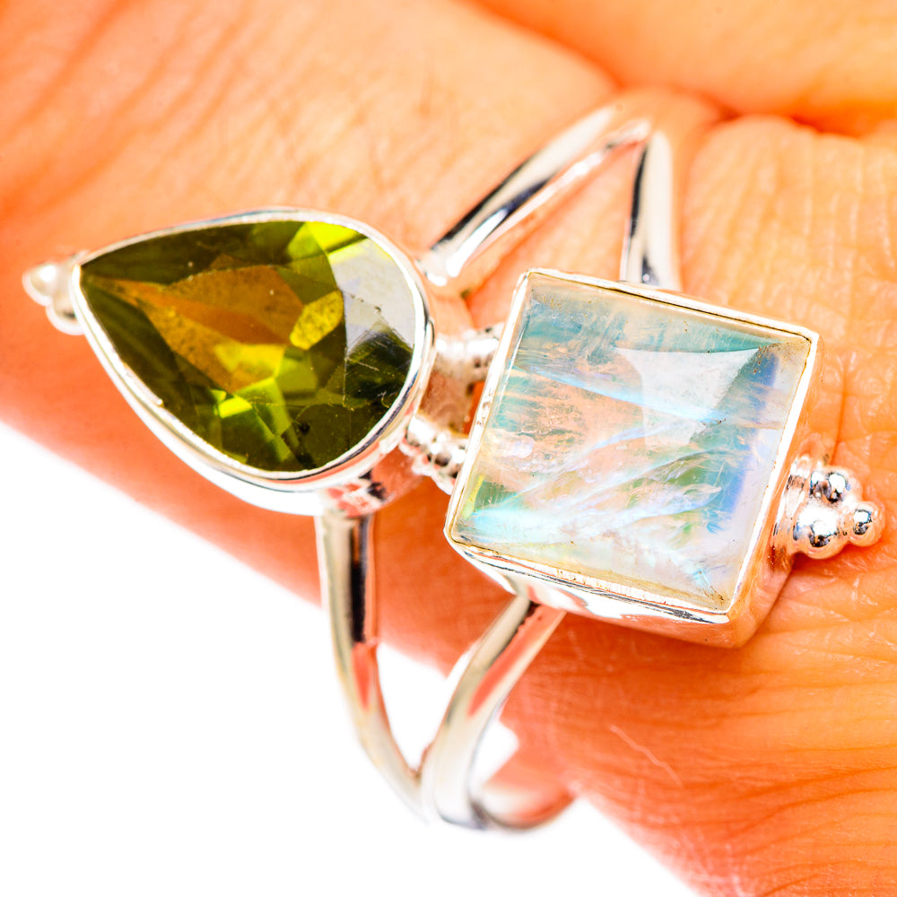 Rainbow Moonstone Rings handcrafted by Anasilvercos - RING110591
