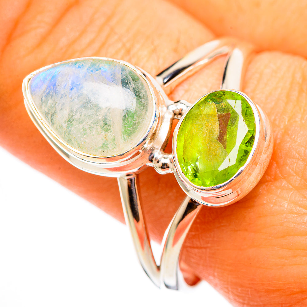Rainbow Moonstone Rings handcrafted by Anasilvercos - RING110593