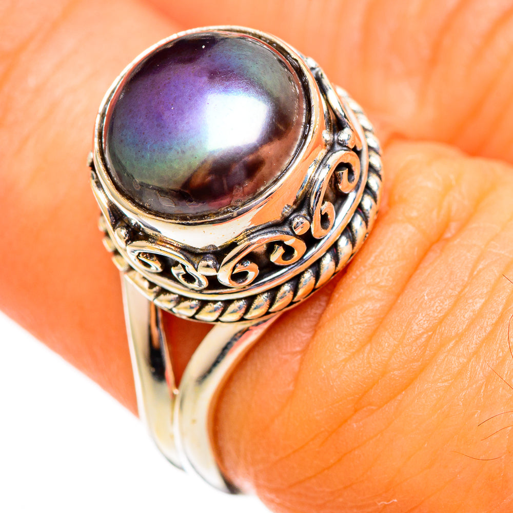 Titanium Pearl Rings handcrafted by Anasilvercos - RING110596