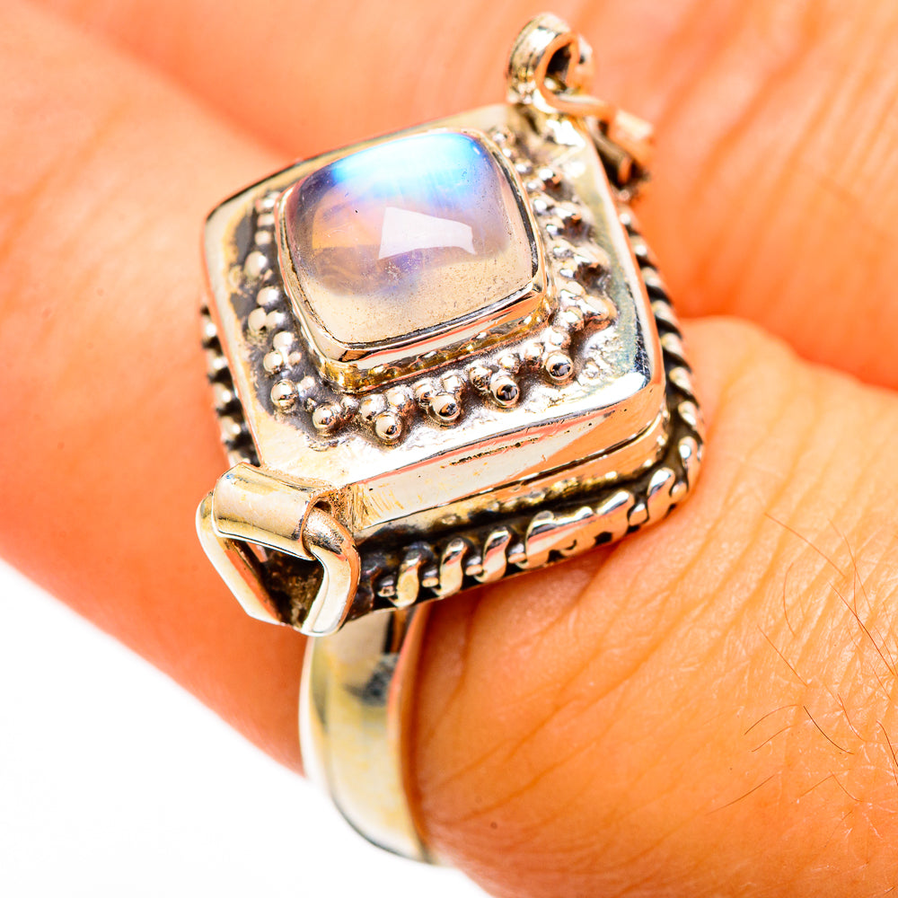 Rainbow Moonstone Rings handcrafted by Anasilvercos - RING110604