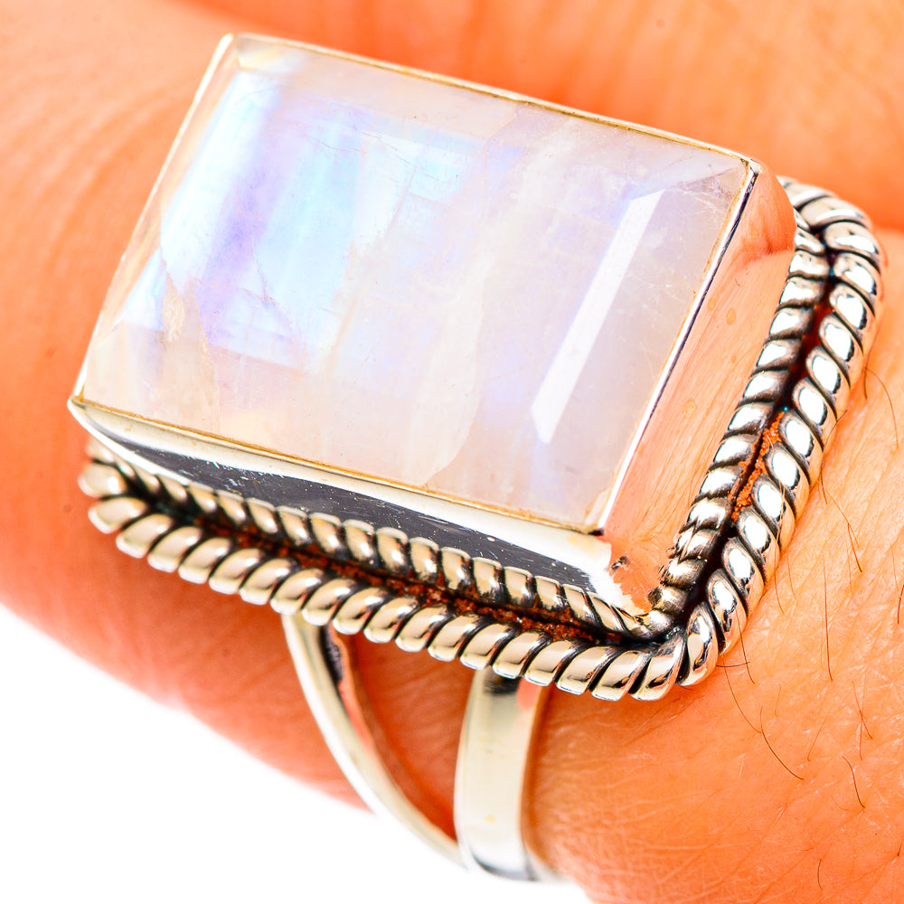 Rainbow Moonstone Rings handcrafted by Anasilvercos - RING110608