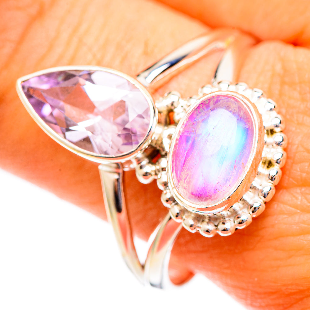 Pink Moonstone Rings handcrafted by Anasilvercos - RING110609