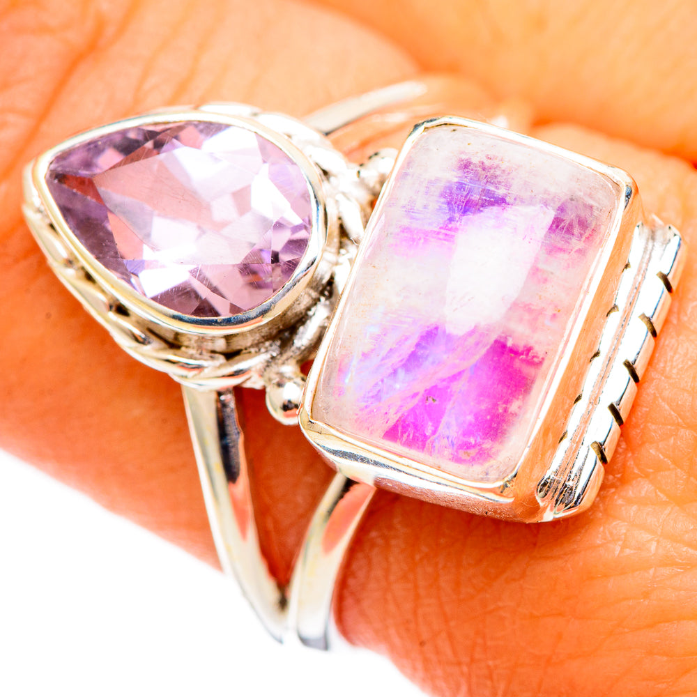 Pink Moonstone Rings handcrafted by Anasilvercos - RING110611