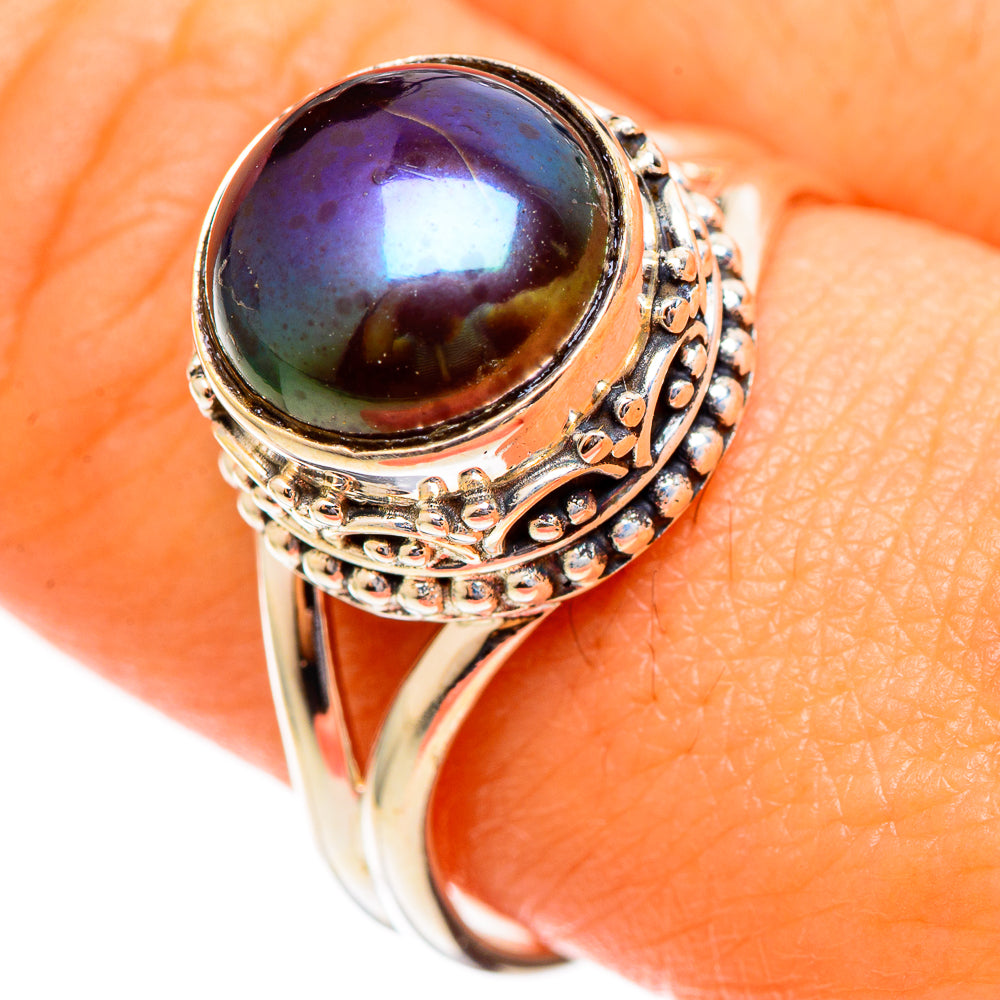 Titanium Pearl Rings handcrafted by Anasilvercos - RING110624