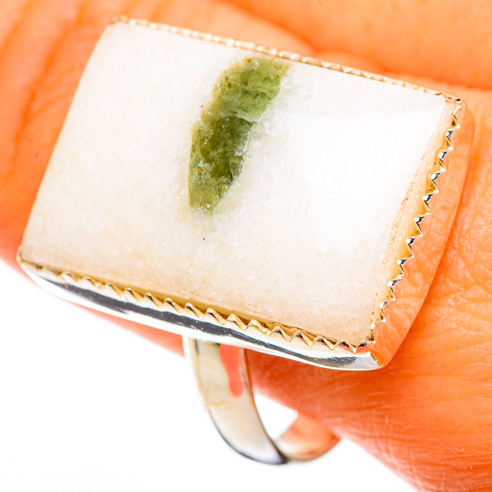 Green Tourmaline In Quartz Rings handcrafted by Anasilvercos - RING110690