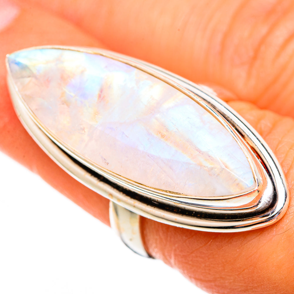 Rainbow Moonstone Rings handcrafted by Anasilvercos - RING110693