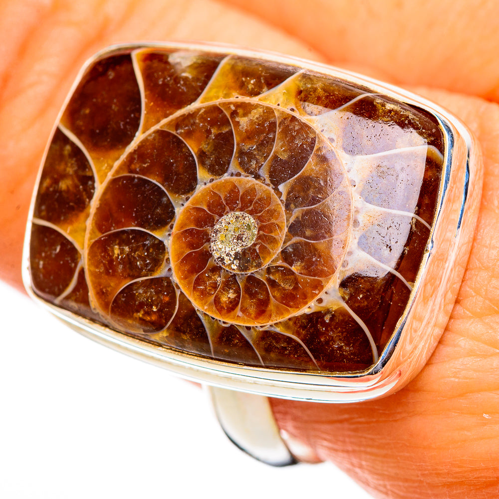 Ammonite Fossil Rings handcrafted by Anasilvercos - RING110712