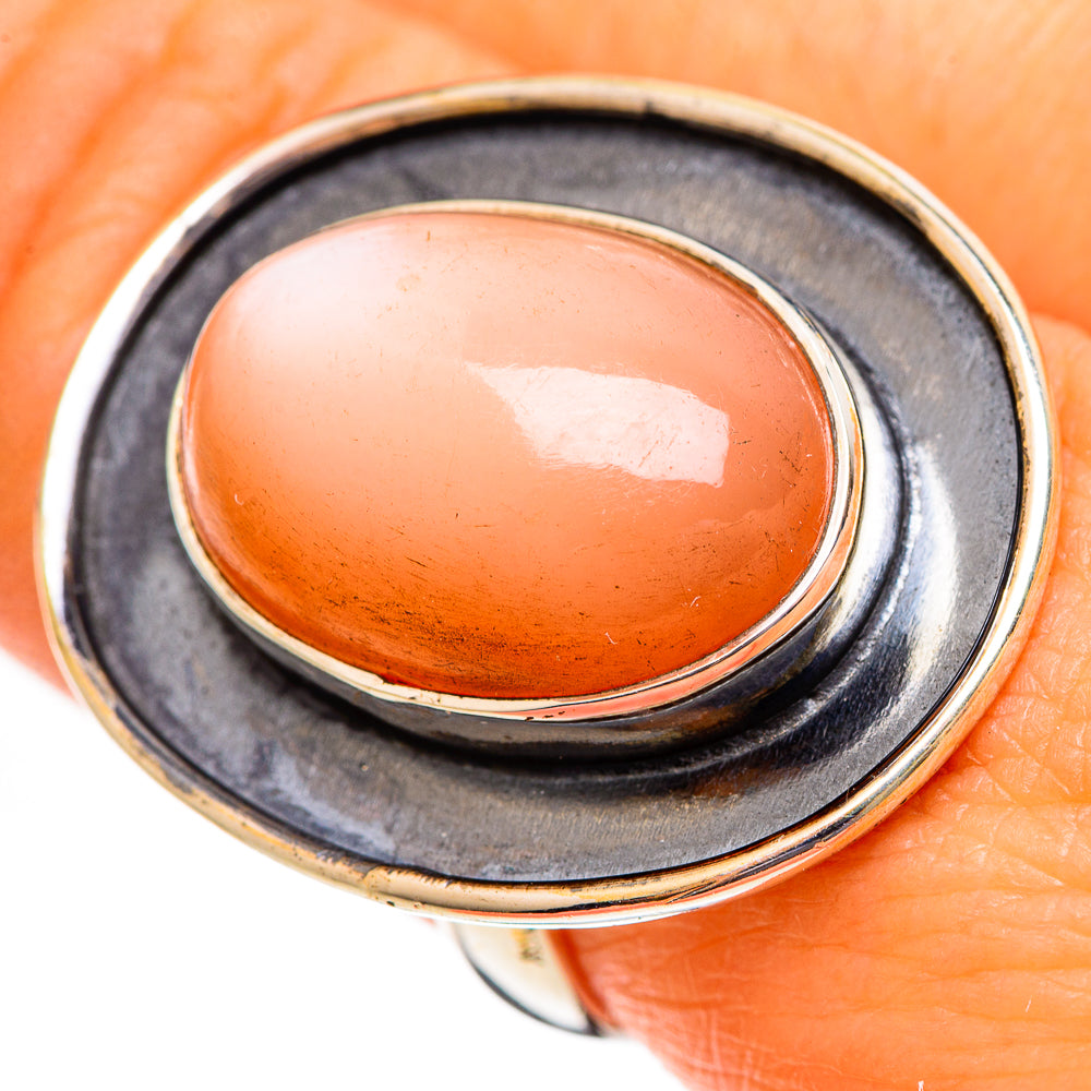 Peach Moonstone Rings handcrafted by Anasilvercos - RING110720
