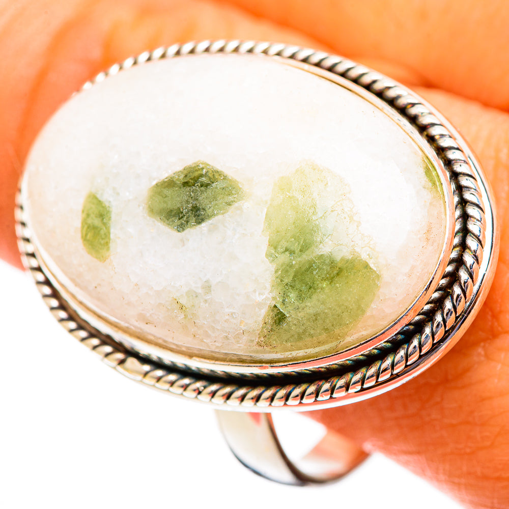 Green Tourmaline In Quartz Rings handcrafted by Anasilvercos - RING110737