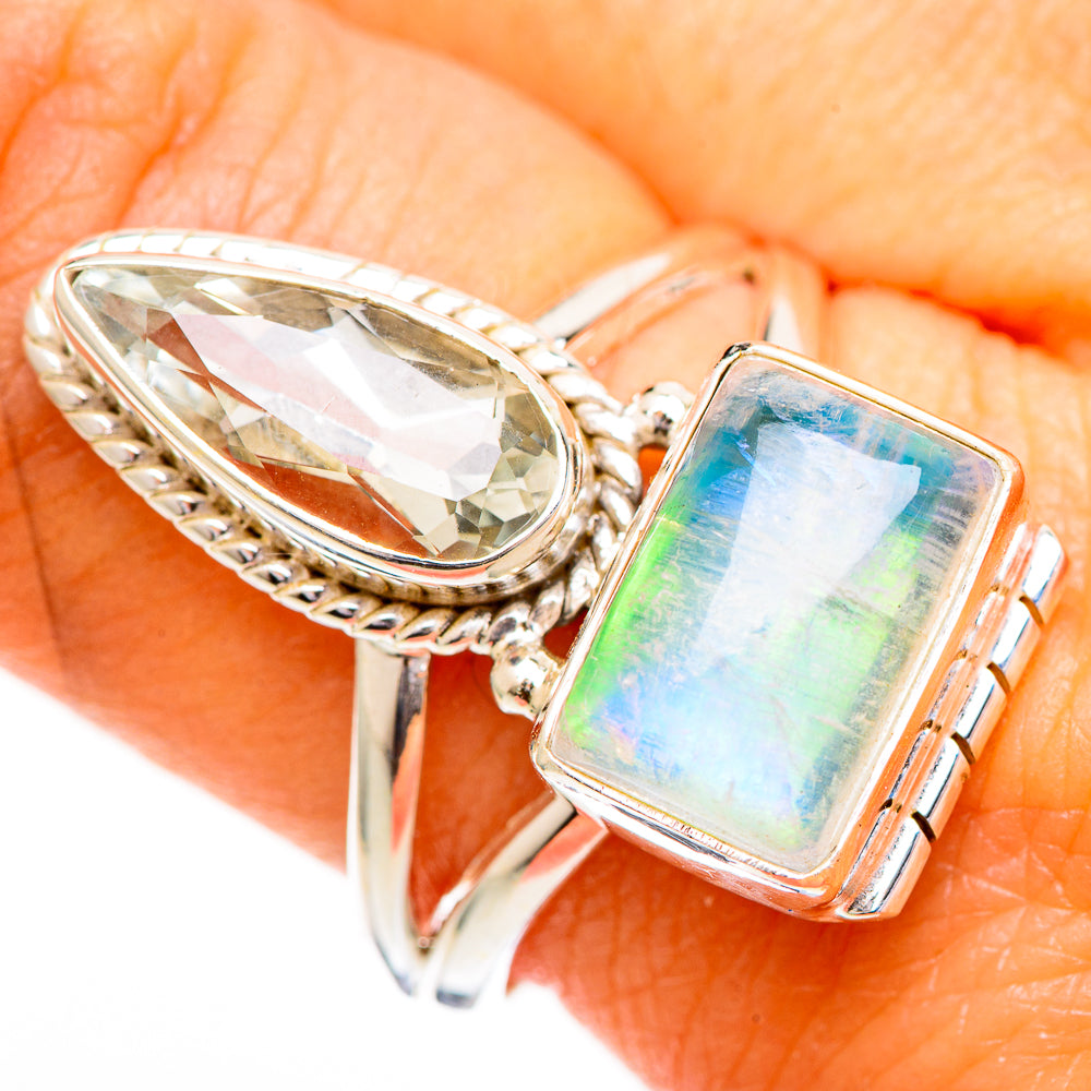 Green Moonstone Rings handcrafted by Anasilvercos - RING110756